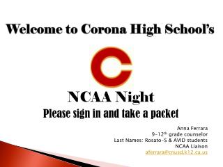 Welcome to Corona High School’s
