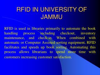 RFID IN UNIVERSITY OF JAMMU