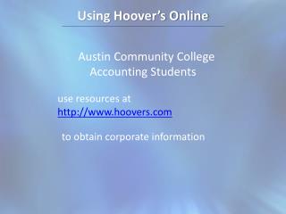 Using Hoover’s Online