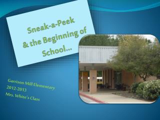 Sneak-a-Peek &amp; the Beginning of School…