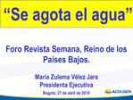 Foro Revista Semana, Reino de los Pa ses Bajos. Mar a Zulema V lez Jara Presidenta Ejecutiva Bogot , 27 de abril de 2