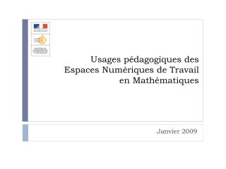 Usages pédagogiques des Espaces Numériques de Travail en Mathématiques