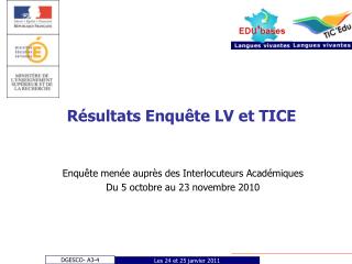 Résultats Enquête LV et TICE