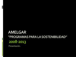 AMELGAR “PROGRAMAS PARA LA SOSTENIBILIDAD” 2008-2013