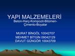 YAPI MALZEMELERI