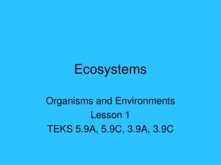 Ecosystems