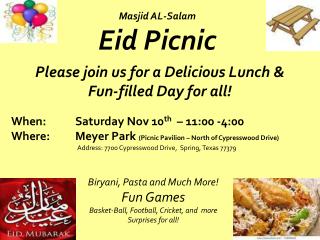 Please join us for a Delicious Lunch &amp; Fun-filled Day for all!