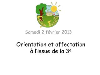 Orientation et affectation à l’issue de la 3 e