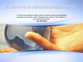 Evaluation of a Business Opportunity