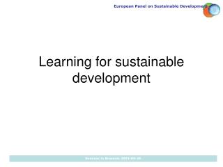 Learning for sustainable development