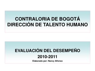 CONTRALORIA DE BOGOTÁ DIRECCIÓN DE TALENTO HUMANO