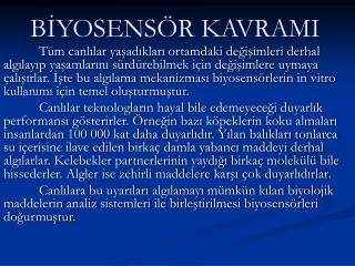 BİYOSENSÖR KAVRAMI