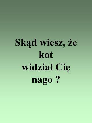 Skąd wiesz, że kot widział Cię nago ?