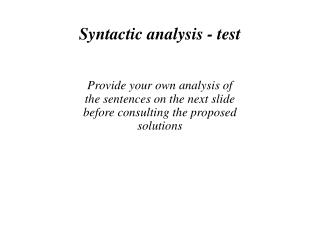Syntactic analysis - test