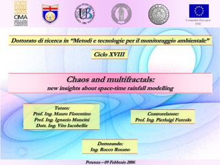 Dottorato di ricerca in “Metodi e tecnologie per il monitoraggio ambientale”