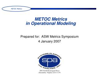 METOC Metrics in Operational Modeling