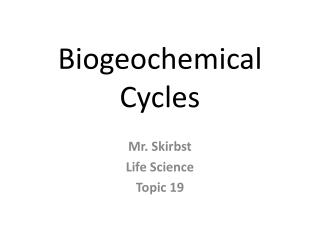 Biogeochemical Cycles