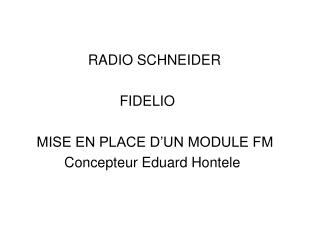 RADIO SCHNEIDER FIDELIO