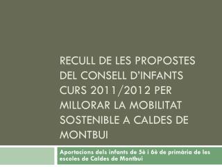 Aportacions dels infants de 5è i 6è de primària de les escoles de Caldes de Montbui