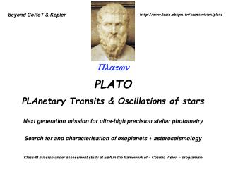 PLATO PLAnetary Transits &amp; Oscillations of stars