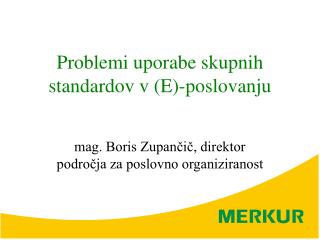 Problemi uporabe skupnih standardov v (E)-poslovanju