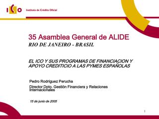 35 Asamblea General de ALIDE RIO DE JANEIRO - BRASIL