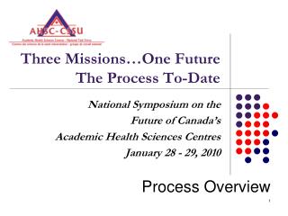 Three Missions…One Future The Process To-Date