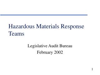 Hazardous Materials Response Teams