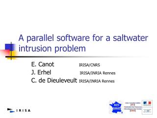 A parallel software for a saltwater intrusion problem