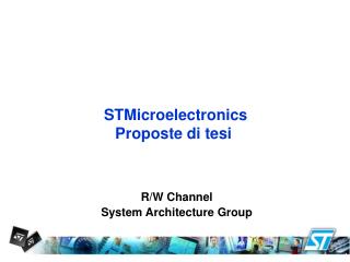 STMicroelectronics Proposte di tesi