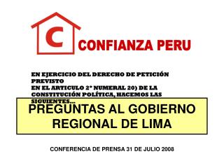 PREGUNTAS AL GOBIERNO REGIONAL DE LIMA