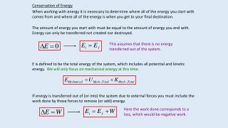 Conservation of Energy