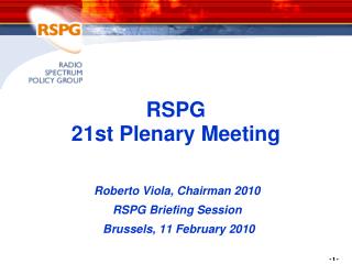 RSPG 21st Plenary Meeting