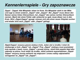 Kennenlernspiele - Gry zapoznawcze