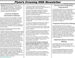Flynn’s Crossing HOA Newsletter