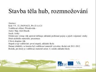 Stavba těla hub, rozmnožování