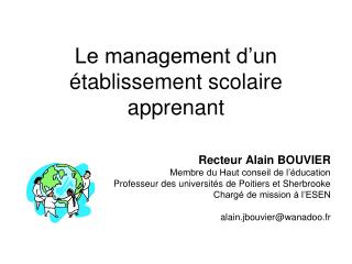 Le management d’un établissement scolaire apprenant