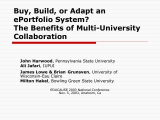 Buy, Build, or Adapt an ePortfolio System? The Benefits of Multi-University Collaboration