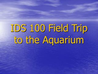 IDS 100 Field Trip to the Aquarium
