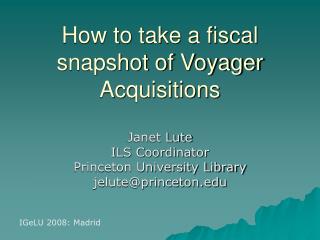 How to take a fiscal snapshot of Voyager Acquisitions