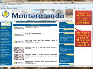 Questa è la pagina iniziale del sito del Comune di Monterotondo