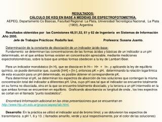 RESULTADOS: CÁLCULO DE KEQ EN BASE A MEDIDAS DE ESPECTROFOTOMETRÍA.