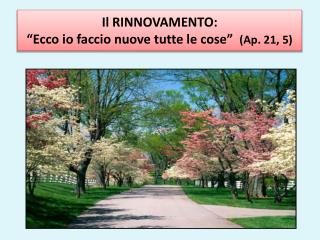 Il RINNOVAMENTO: “Ecco io faccio nuove tutte le cose” ( Ap . 21, 5)