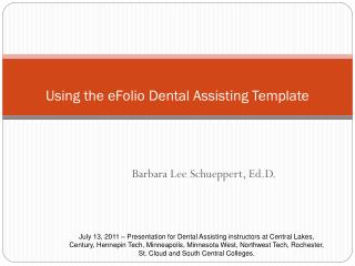 Using the eFolio Dental Assisting Template