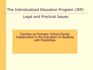 The Individualized Education Program (IEP)