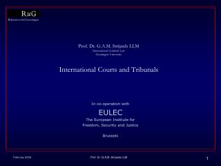 In co-operation with EULEC The European Institute for Freedom, Security and Justice Brussels