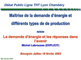 Maîtrise de la demande d’énergie et différents types de de production 