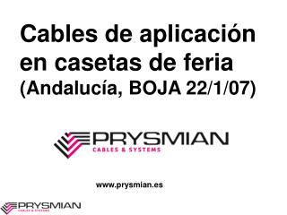 Cables de aplicación en casetas de feria (Andalucía, BOJA 22/1/07)