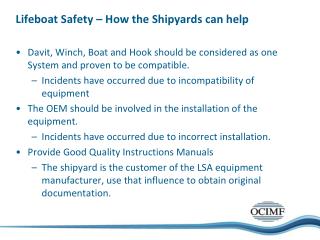 Lifeboat Safety – How the Shipyards can help