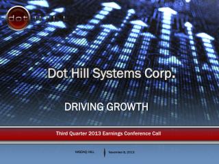 Third Quarter 2013 Earnings Conference Call